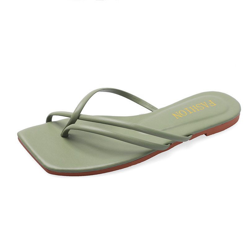 2024 Popular Square Head Lightweight Soft Sole Women's Slippers Fashion Women's Flip Flops Flat Sandals