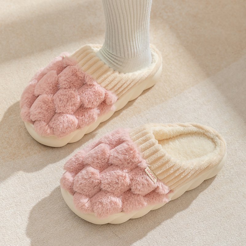Autumn and winter home with non-slip thick bottom men and women couples home with plush indoor and outdoor cotton slippers