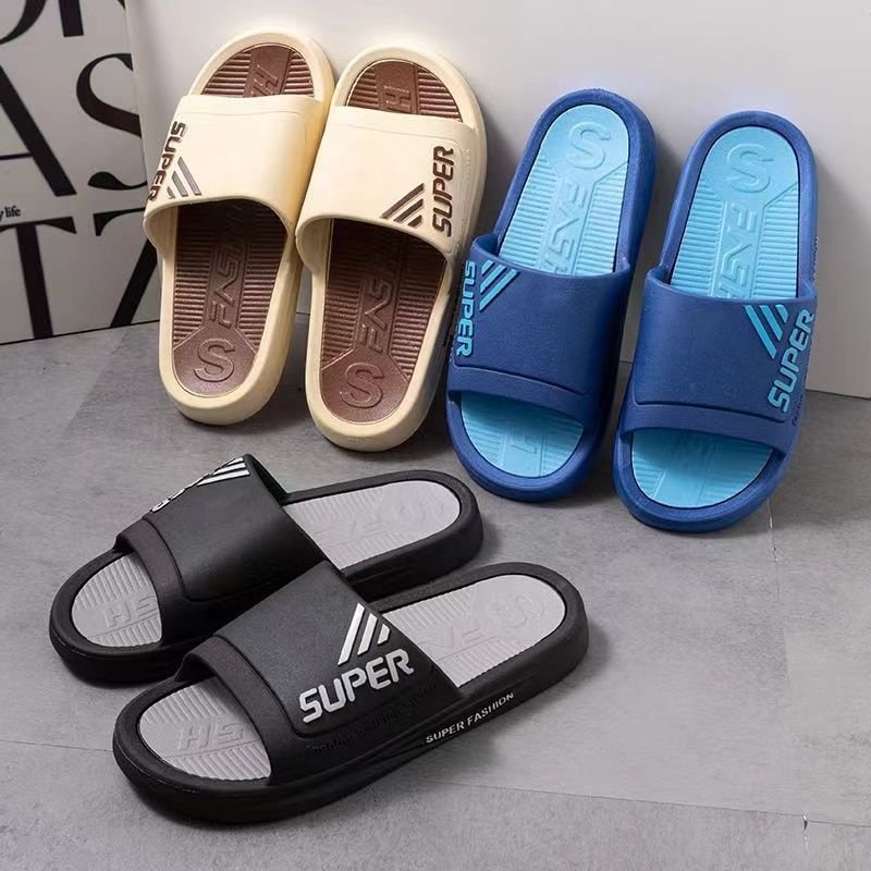 Men's fashion Comfortable Lightweight Striped Slippers Senior Breathable Non-Slip Outdoor Home Slippers with Open Toes Summer