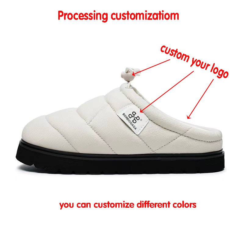 Customization Unisex Warm Cozy Plush Lined Outdoor Wear-resistant Comfort Slides Mens Winter Warm Slippers For Couple