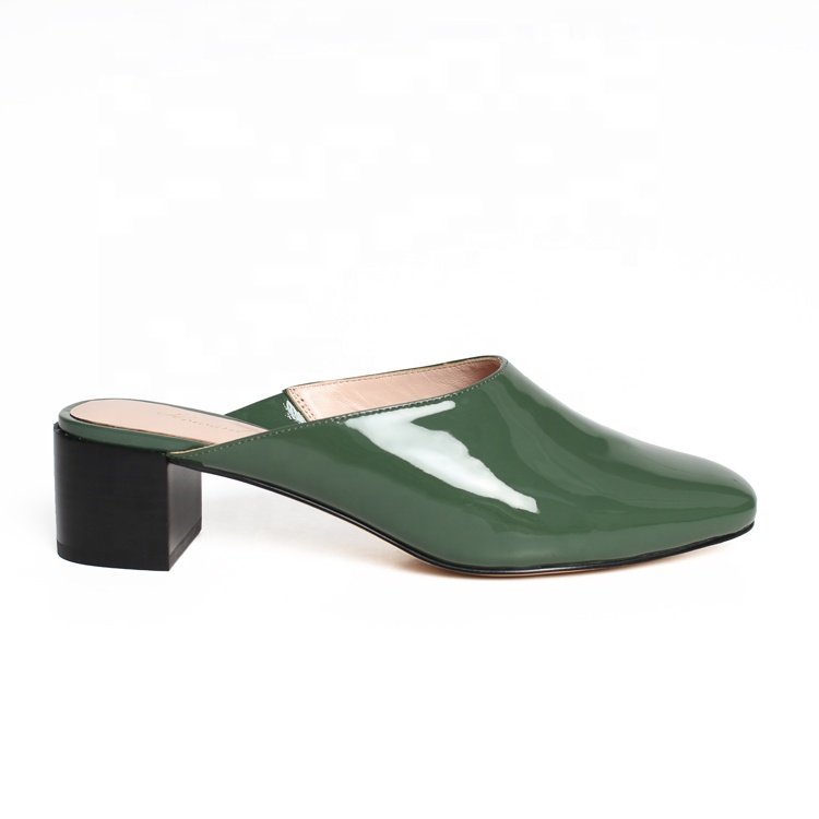 Fashion Ladies Slide Block Heels Slippers and Sandals Mules Shoes High Heel Square Backless Slip On Mules Shoes Women Summer