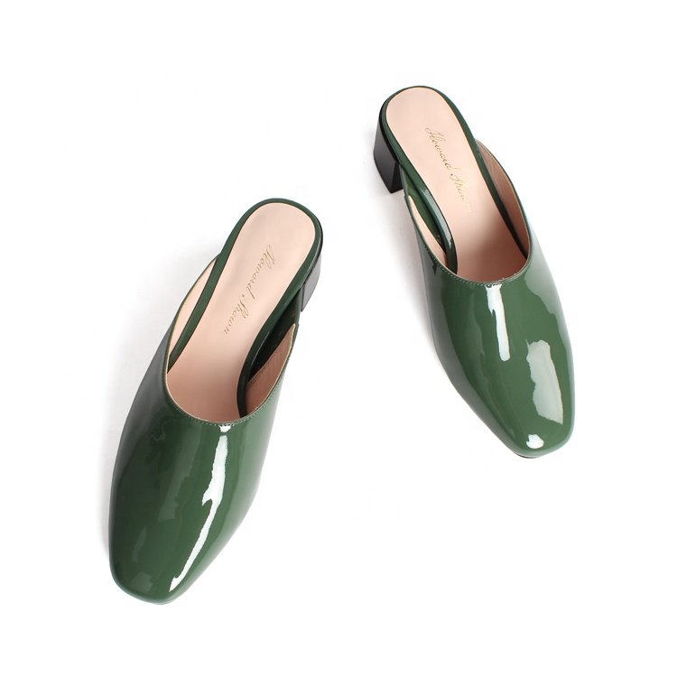 Fashion Ladies Slide Block Heels Slippers and Sandals Mules Shoes High Heel Square Backless Slip On Mules Shoes Women Summer