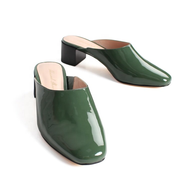 Fashion Ladies Slide Block Heels Slippers and Sandals Mules Shoes High Heel Square Backless Slip On Mules Shoes Women Summer