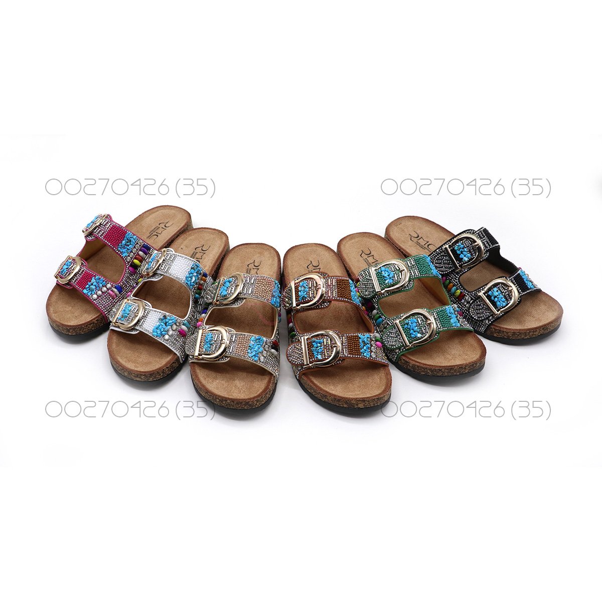 2024 Wholesale Chinese Factory Direct Deal Cork Slippers for Women and Ladies Gold Chain Flat Slipper Slide Slipper