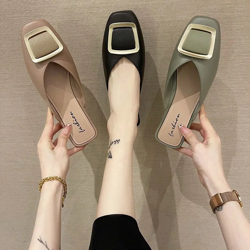 New Fashion Women Summer Flat-heeled Women's Shoes Muller Slippers Flat Sandals For Women And Ladies