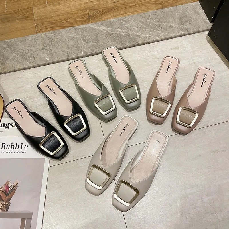 New Fashion Women Summer Flat-heeled Women's Shoes Muller Slippers Flat Sandals For Women And Ladies