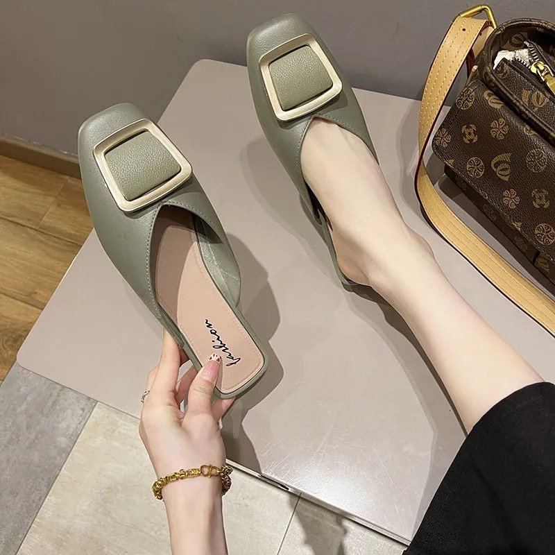 New Fashion Women Summer Flat-heeled Women's Shoes Muller Slippers Flat Sandals For Women And Ladies