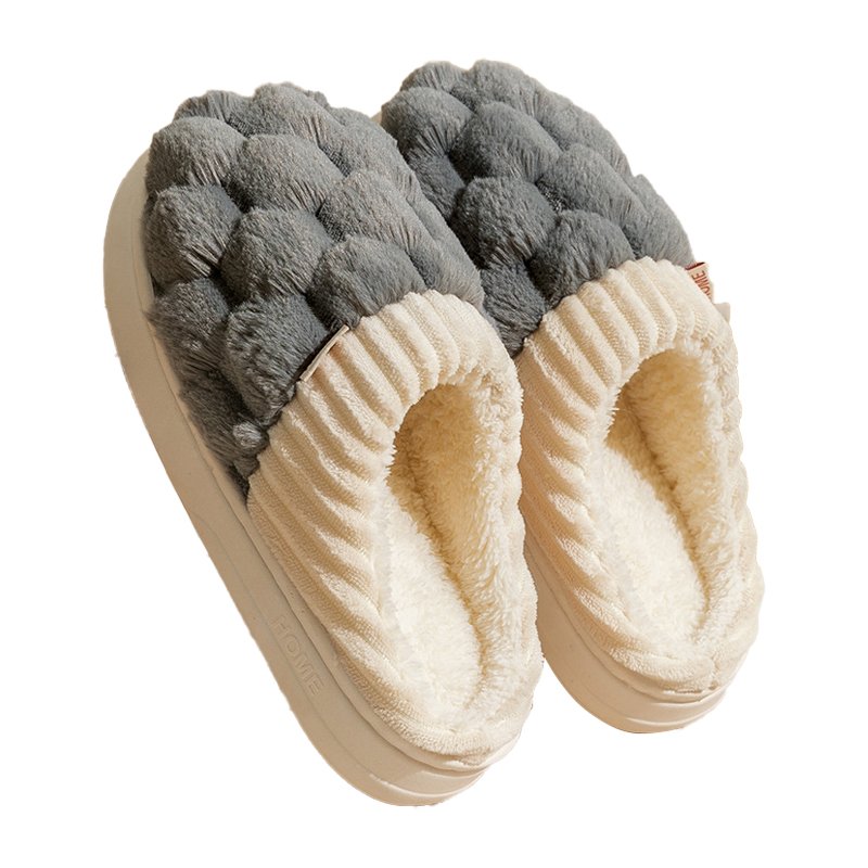 New Grey House Shoes Soft Fur Slippers Unisex Slides Slippers For Women