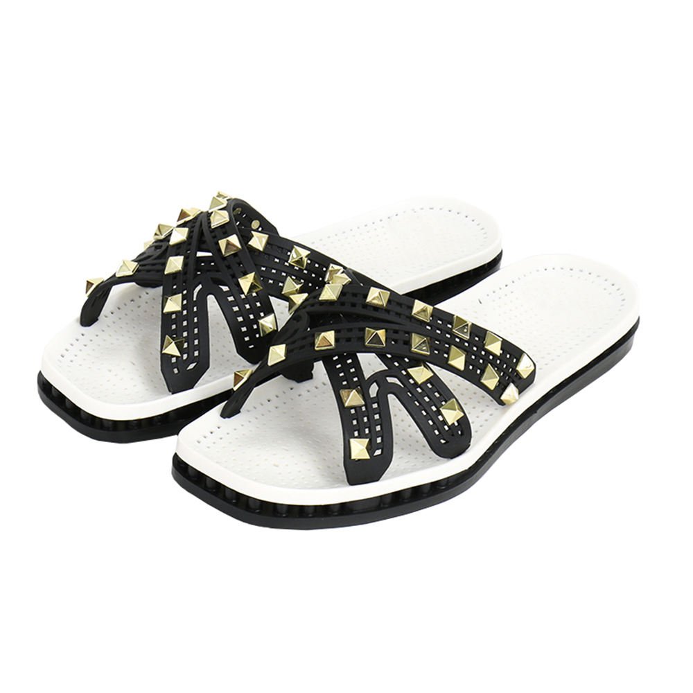 Luxury Custom Ladies Flat Sandals Mixed Colors Hollow Design Women Slide Slippers Summer Outdoor Beach Insole Rubber PU Spring