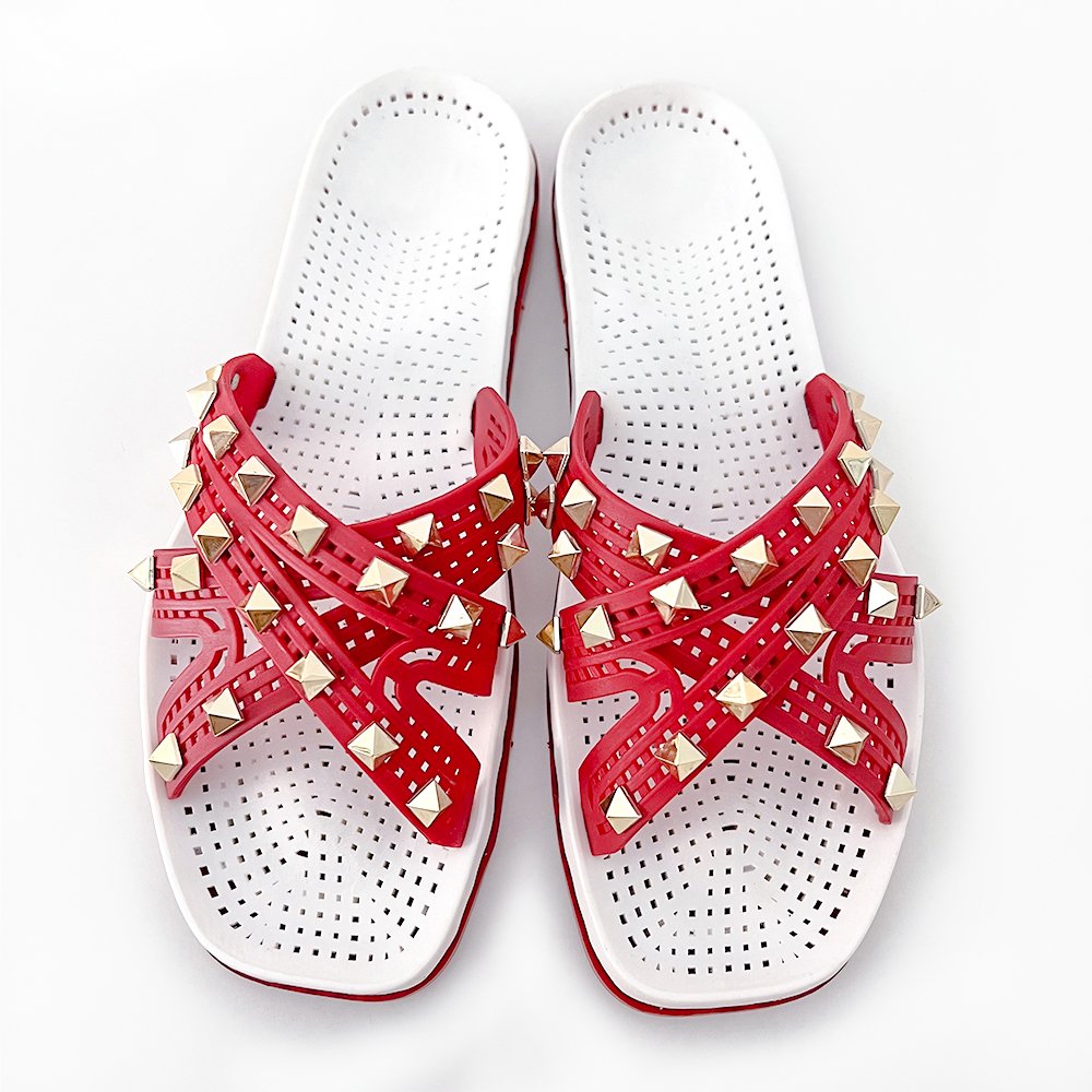 Luxury Custom Ladies Flat Sandals Mixed Colors Hollow Design Women Slide Slippers Summer Outdoor Beach Insole Rubber PU Spring