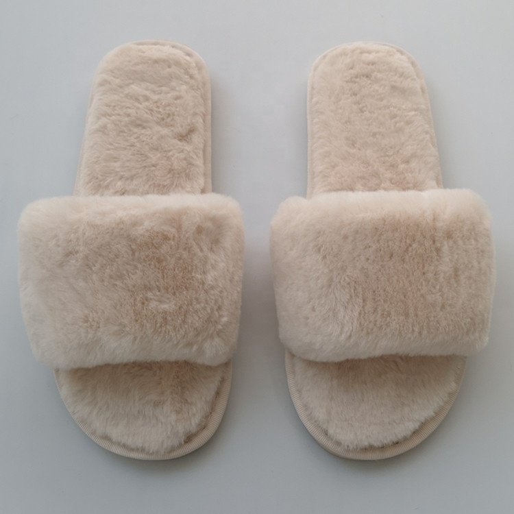 custom Sexy indoor oem logo Pink fur fluffy slides sandals slipper for women