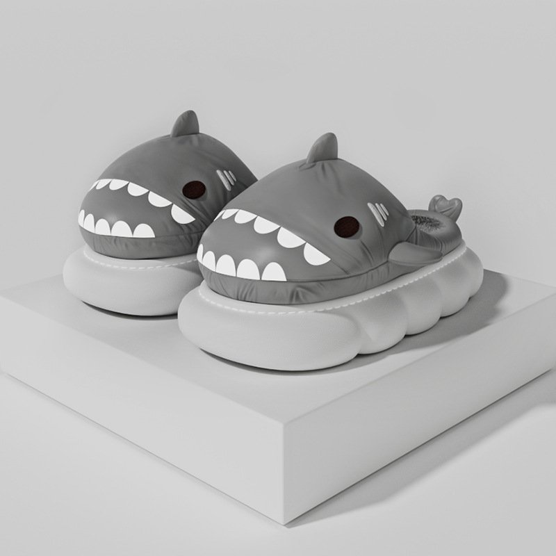 Winter warm Adult chinelos masculinos pantuflas de peluches EVA Fluffy Cozy home slippers Animal Cute Cloud Shark slides slipper