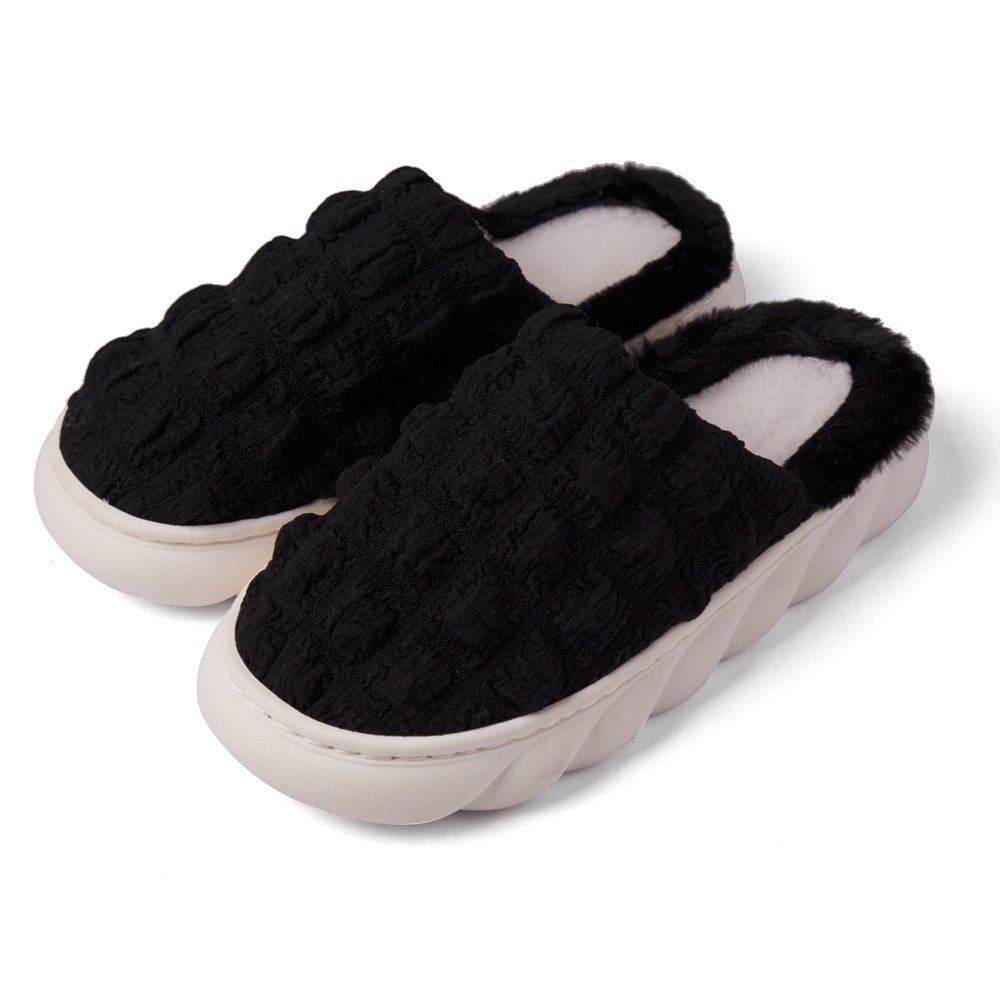 Designer Winter Warm Cloud Puff Slippers Closed Toe Slip On Fur Lined Shoes Women Simple Home Fluffy Indoor Slides Slippers