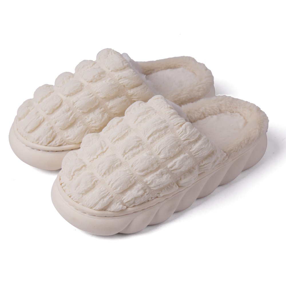 Designer Winter Warm Cloud Puff Slippers Closed Toe Slip On Fur Lined Shoes Women Simple Home Fluffy Indoor Slides Slippers