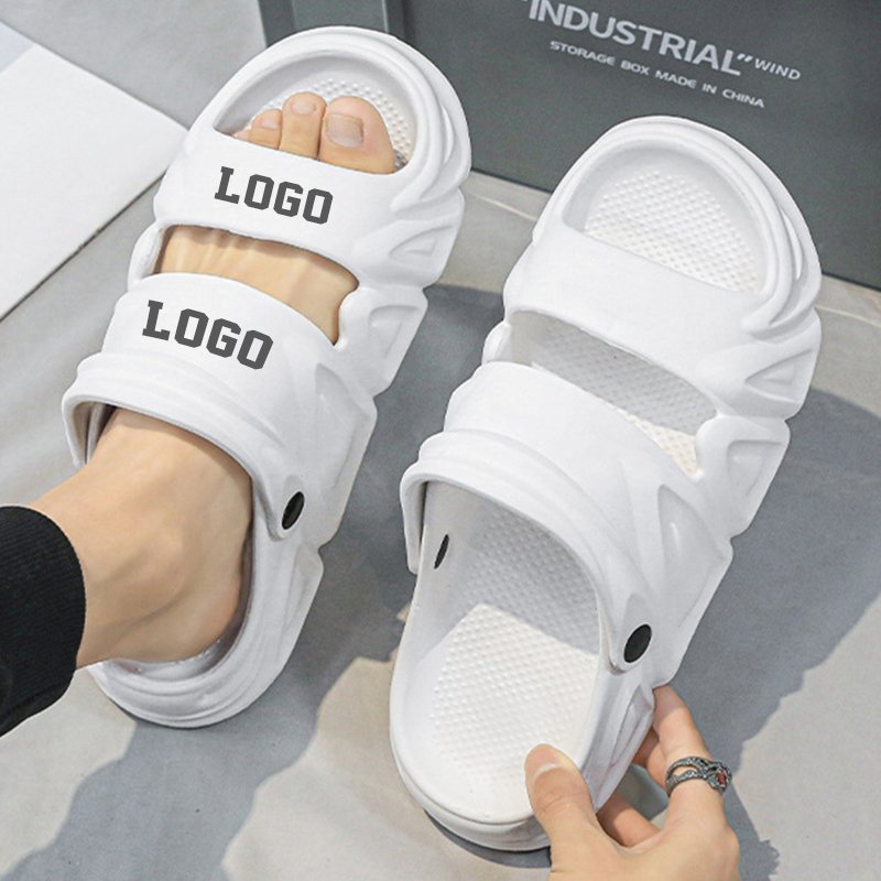 Summer Outdoor Beach Casual Men Custom Logo Print Eva Foam Flat Sport Slides Slippers Sandals For Men