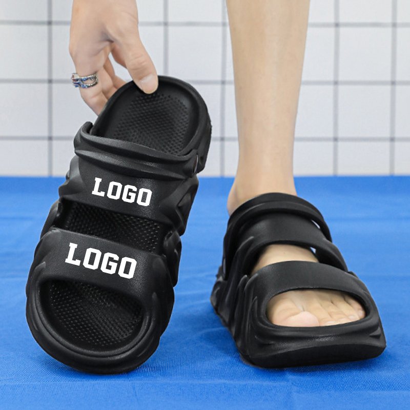 Summer Outdoor Beach Casual Men Custom Logo Print Eva Foam Flat Sport Slides Slippers Sandals For Men