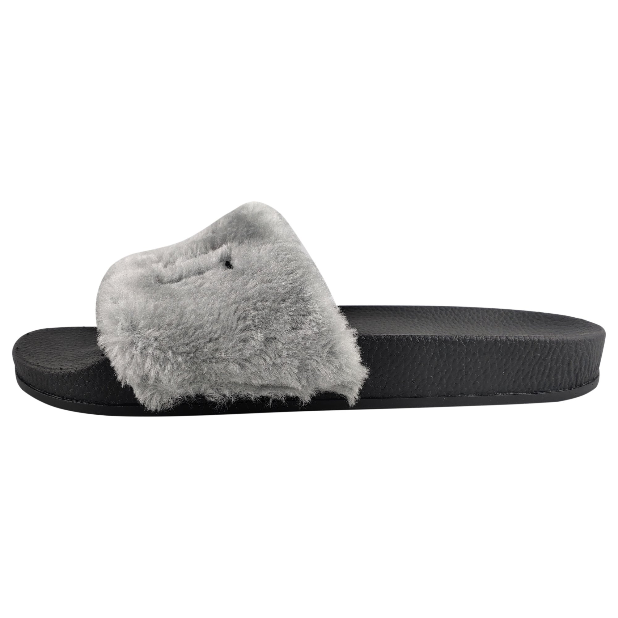 Greatshoe new fashion girl's plush slides slippers sandals for women breathable faux wholesale fur sandals ladies slides