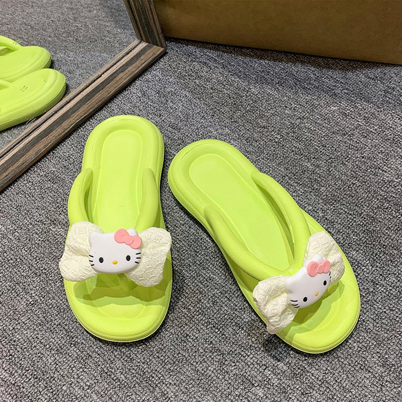 BoTu Kt Flip Flops Women Summer Outdoor Shoes Cartoon Beach Sandals Y2k Female New Korean Casual Fashion Slippers Bathroom Shoes