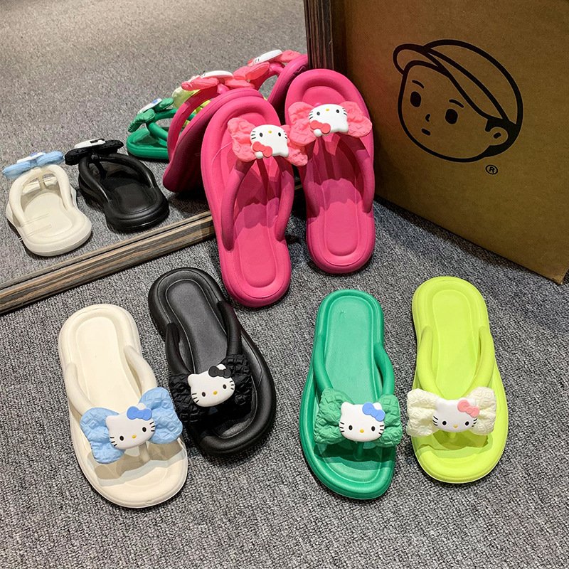 BoTu Kt Flip Flops Women Summer Outdoor Shoes Cartoon Beach Sandals Y2k Female New Korean Casual Fashion Slippers Bathroom Shoes