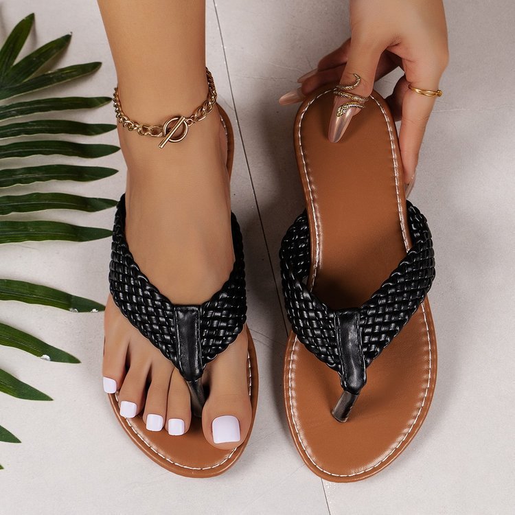 Fashionable Simple Round Headed Flat Flip Flops Are Breathable Waterproof Wear Resistant And Comfortable