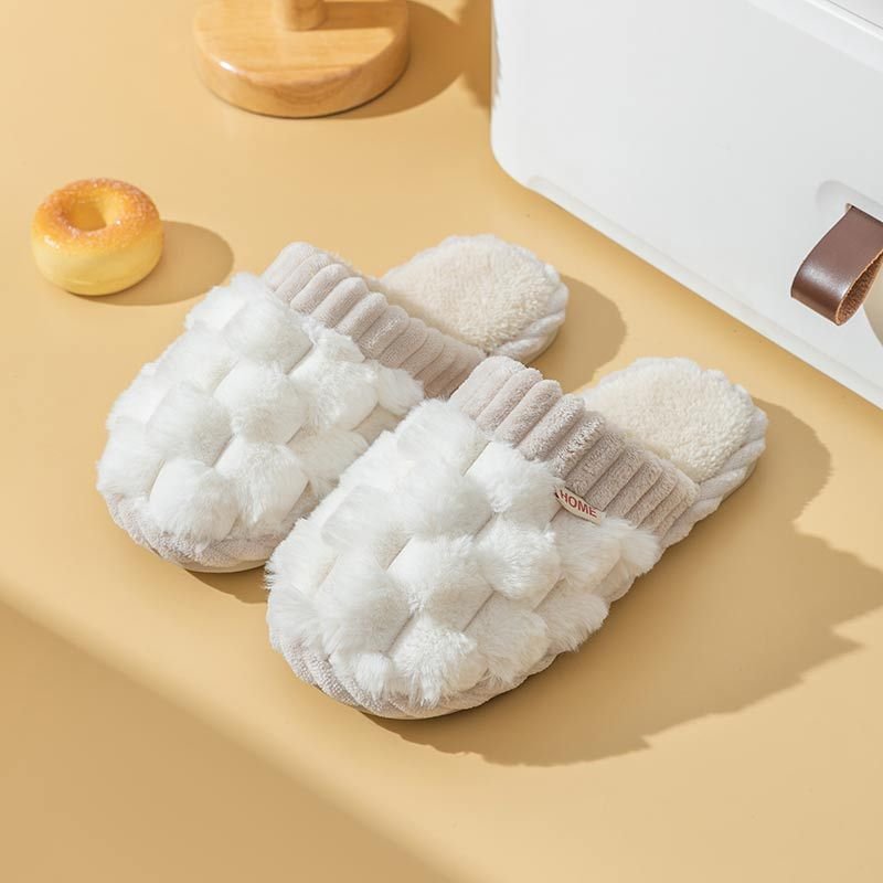 Home Fluffy Furry Slippers Men Women Soft Plush Platform Non Slip Bedroom Slides Couple Winter Slippers