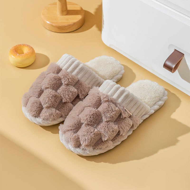 Home Fluffy Furry Slippers Men Women Soft Plush Platform Non Slip Bedroom Slides Couple Winter Slippers