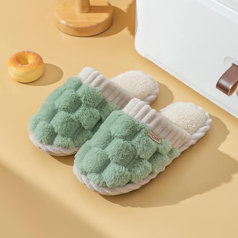 Home Fluffy Furry Slippers Men Women Soft Plush Platform Non Slip Bedroom Slides Couple Winter Slippers