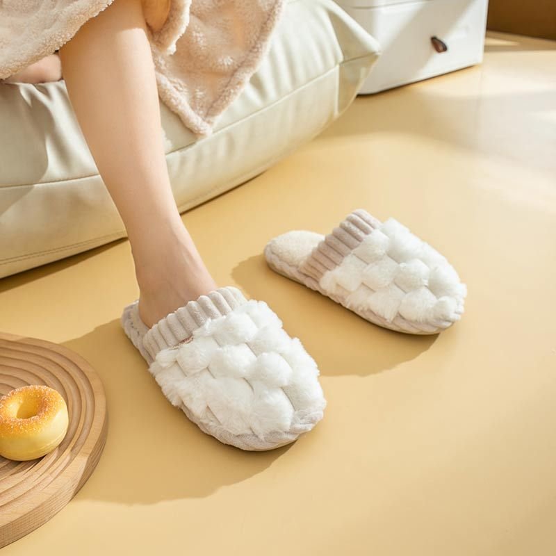 Home Fluffy Furry Slippers Men Women Soft Plush Platform Non Slip Bedroom Slides Couple Winter Slippers