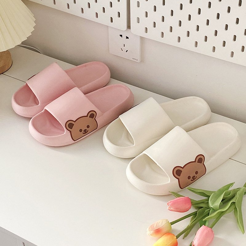 custom Unisex Home Cloud Slides Sandal cute Bear non-slip Cushioned Thick sole eva slippers for bathroom shower