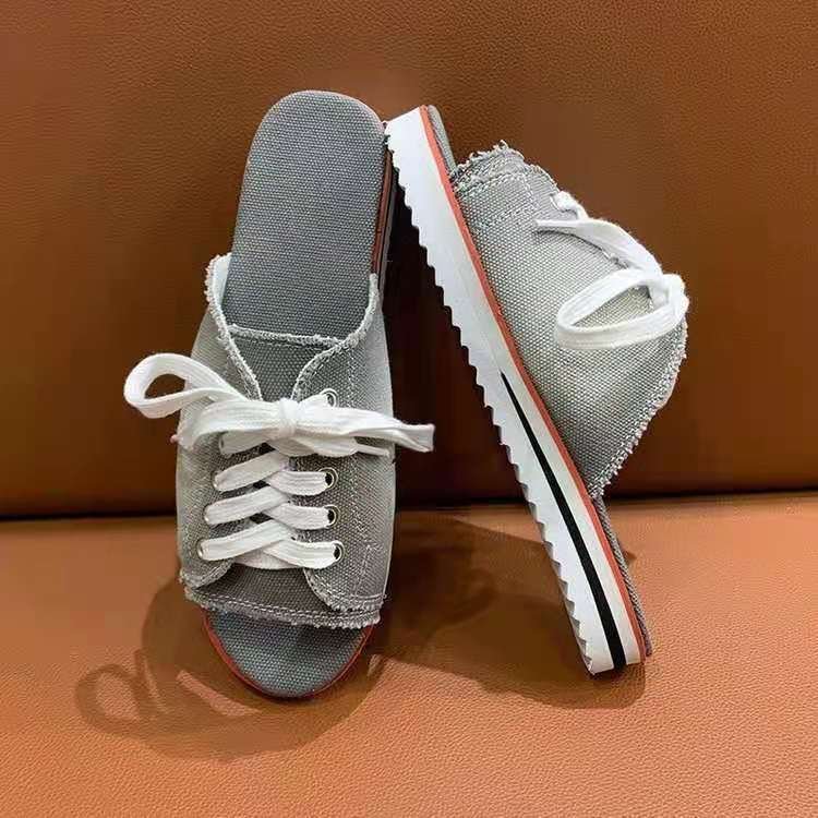 Fashion Women Peep-toe denim Sandals Breathable Summer Shoes Comfortable Casual Slippers Ladies New Flat Shoes
