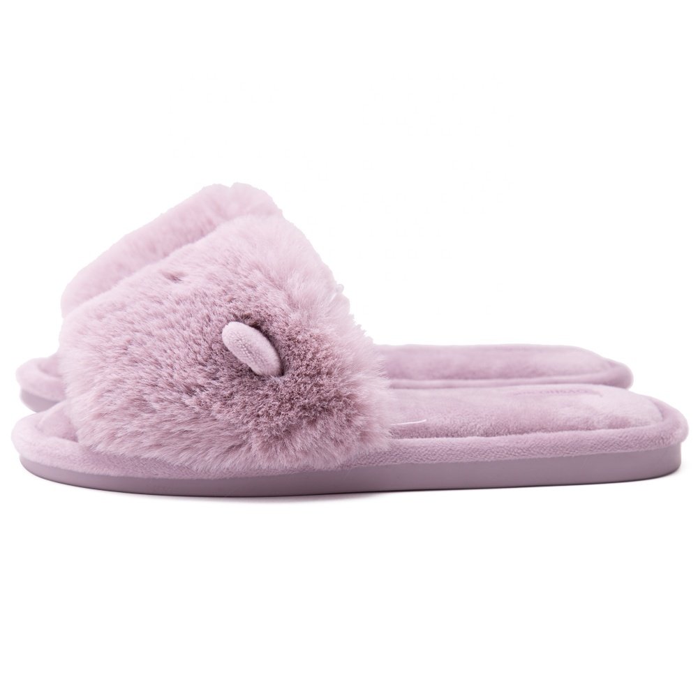 Women's Coral Velvet Soft Open Toe House Indoor Slippers Spa Slide Slipper Slip on