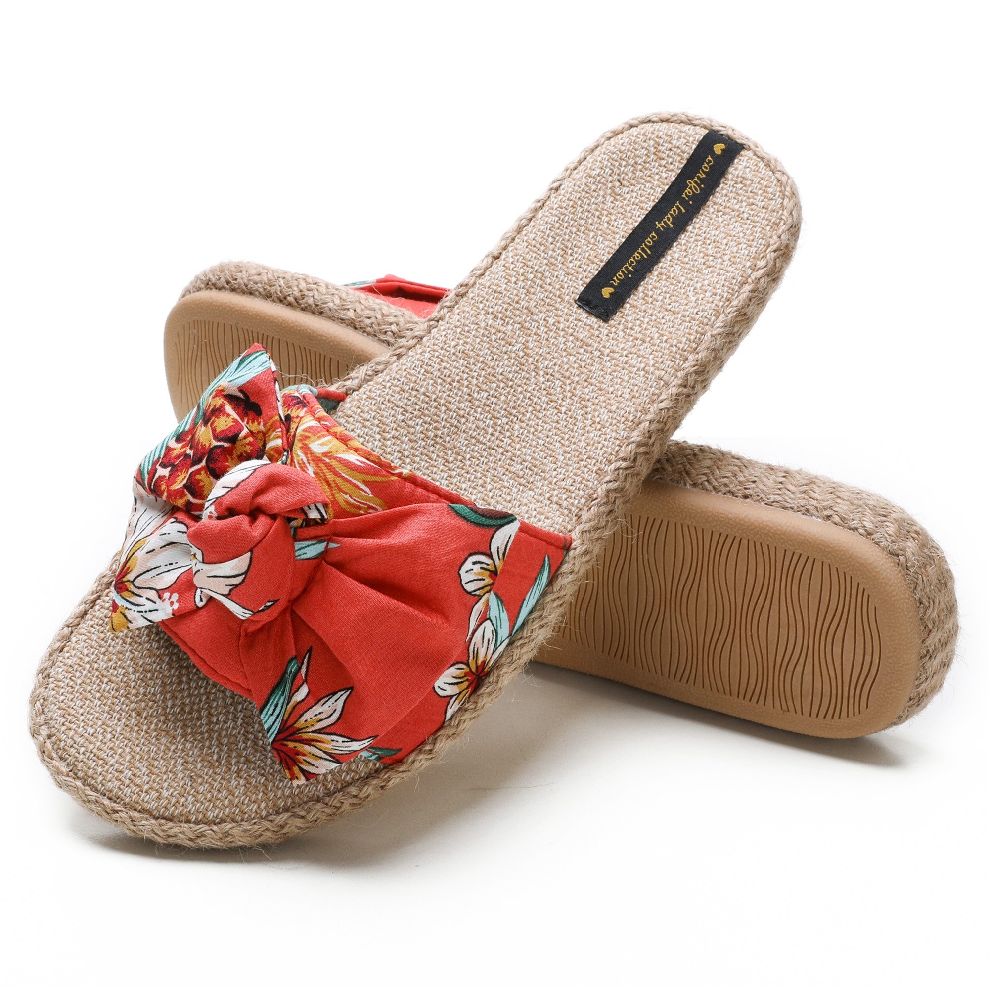 CORIFEI Cork Hawaiian Bohemia Floral slides slippers flat sandals for women and ladies