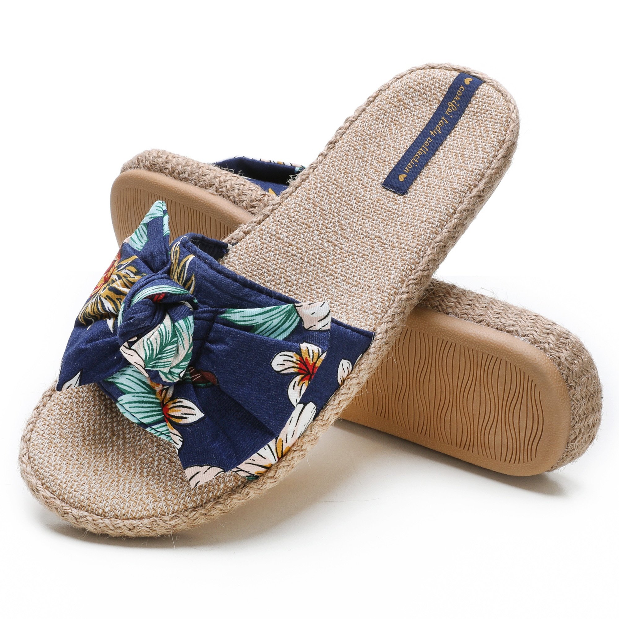 CORIFEI Cork Hawaiian Bohemia Floral slides slippers flat sandals for women and ladies