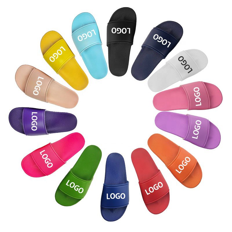 Classic Style PVC customize LOGO black sliders slippers for men ,customize blank slide sandals slippers, men custom logo slides