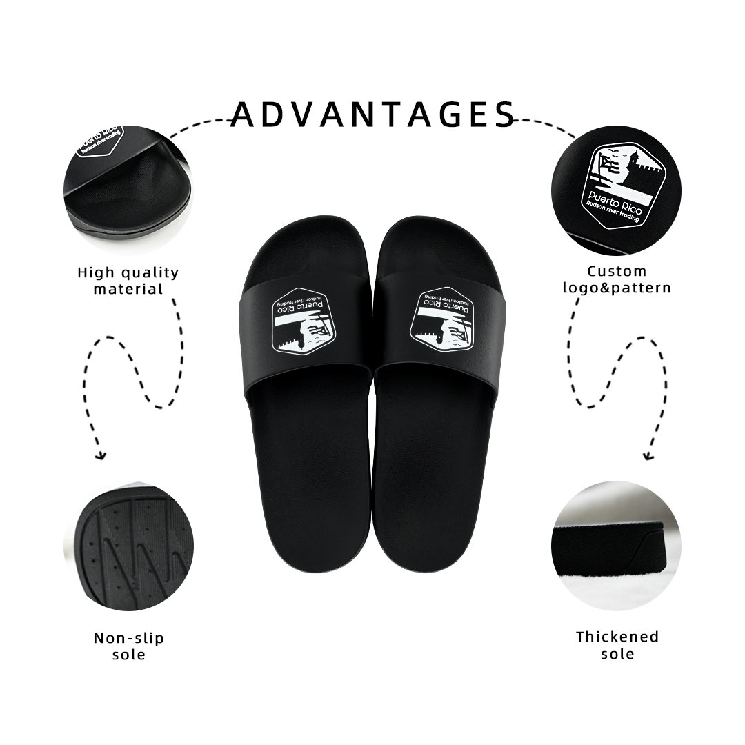 OEM Custom logo with Black Slides slippers for men high quality casual anti-slippery PVC Slippers for women