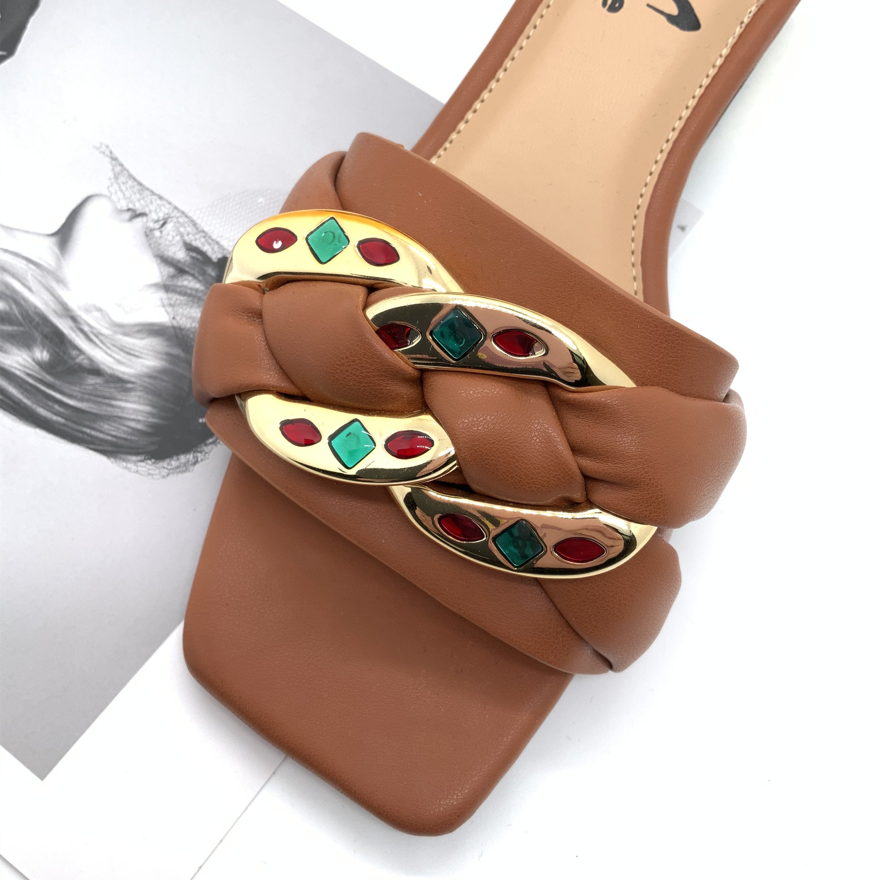 Summer Women fashion shoe women Slide slipper Fashion Shoe Sandals Square Toe Women And Ladies Slippers