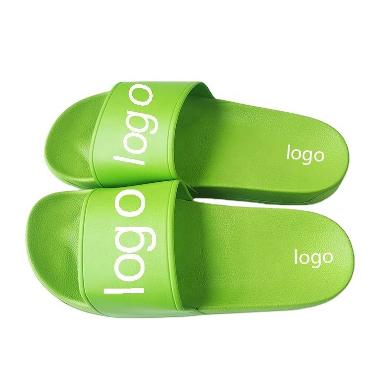 2023 Wholesale Indoor Outdoor Slippers Women Shoes OEM Green Slides Footwear Sandal PVC Custom Logo Slippers For Women