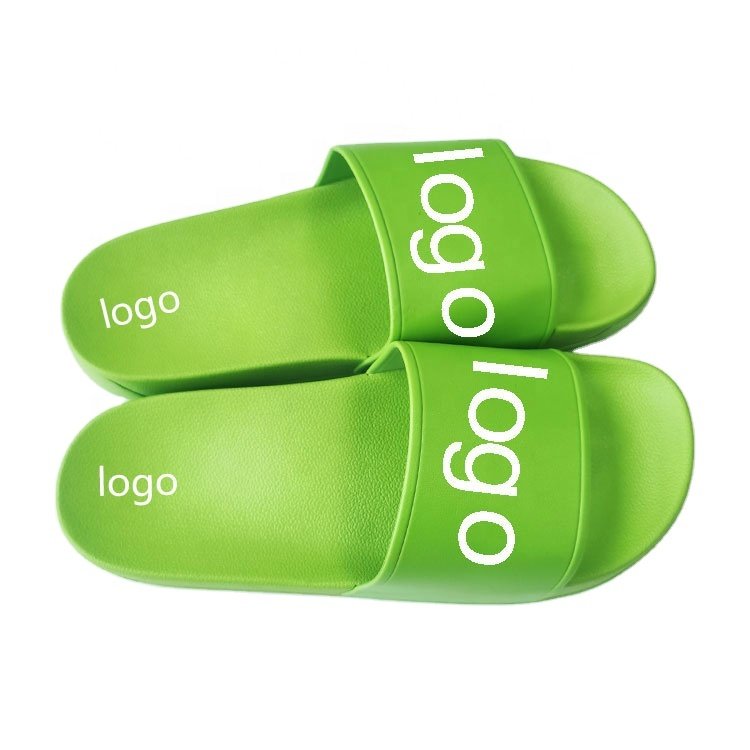 2023 Wholesale Indoor Outdoor Slippers Women Shoes OEM Green Slides Footwear Sandal PVC Custom Logo Slippers For Women