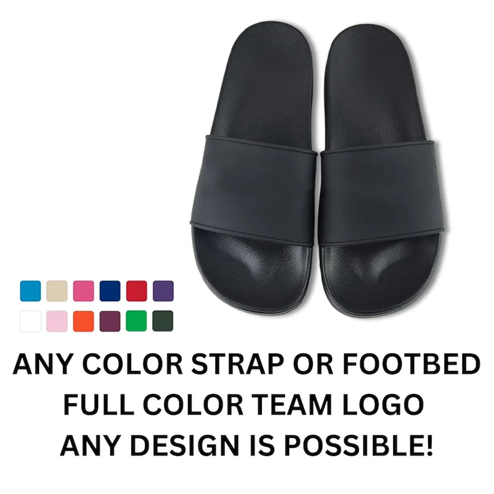 Custom Embossed Printing Slides For Men Summer Flat PVC Slippers Custom Designed Shoes