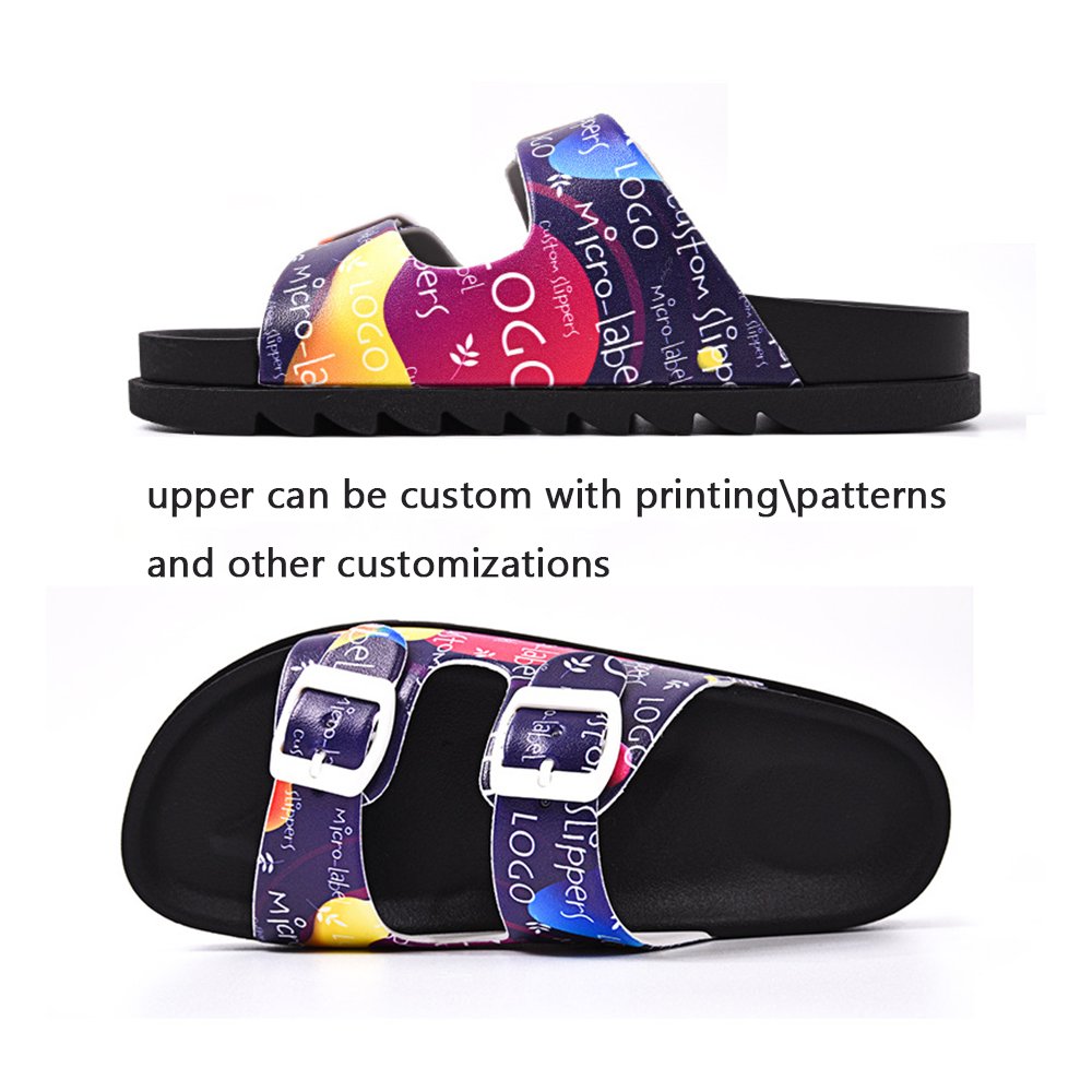Wholesale Mens Pvc Sport Slide Slipper Custom logo Double-buckle Adjustable Strap Size Beach slipper