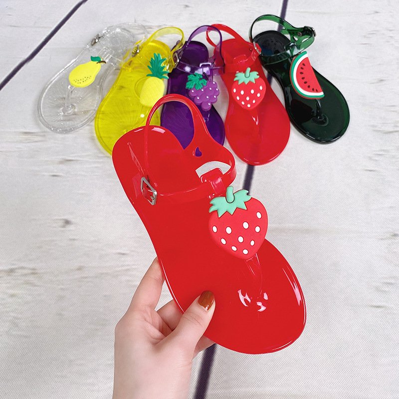 Flat PVC Children Shoes Cute Fruit Wholesale Toddler Summer Jelly Kids Sandals