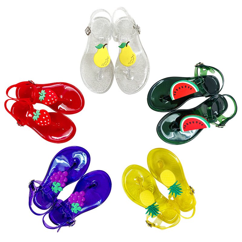 Flat PVC Children Shoes Cute Fruit Wholesale Toddler Summer Jelly Kids Sandals