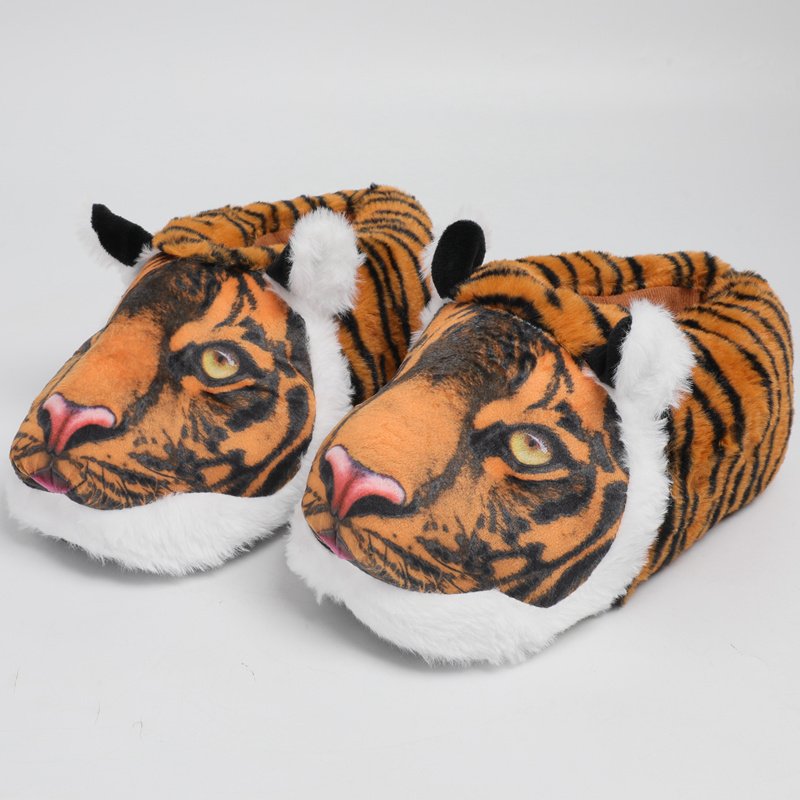 White Tiger Slides Slippers Warm Shoes Peluches Stuffed Toy Animals Simulated Tiger Slippers Plushies Home Slippers