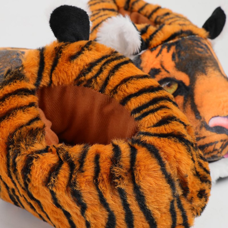White Tiger Slides Slippers Warm Shoes Peluches Stuffed Toy Animals Simulated Tiger Slippers Plushies Home Slippers