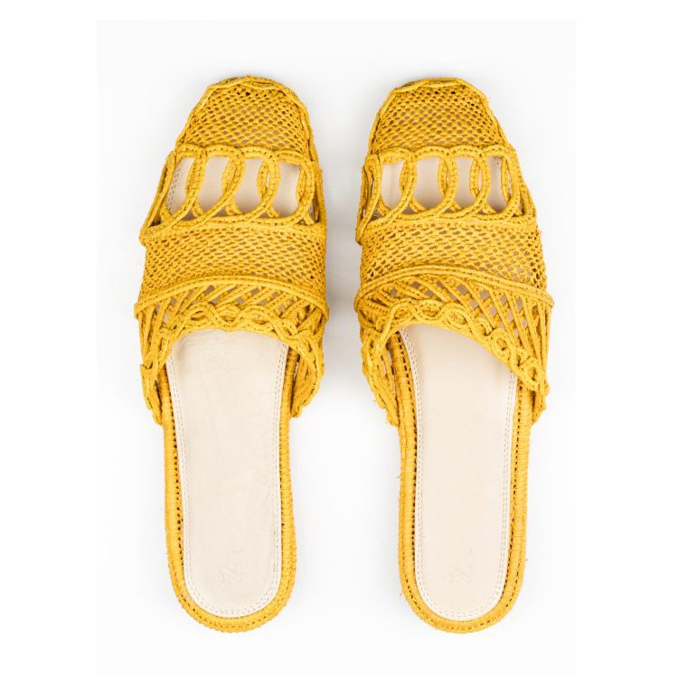 Custom Fresh Designer Summer Day Hollow Knitting Weave Slide Slippers For Women Flat Shoe Ladies Sandal