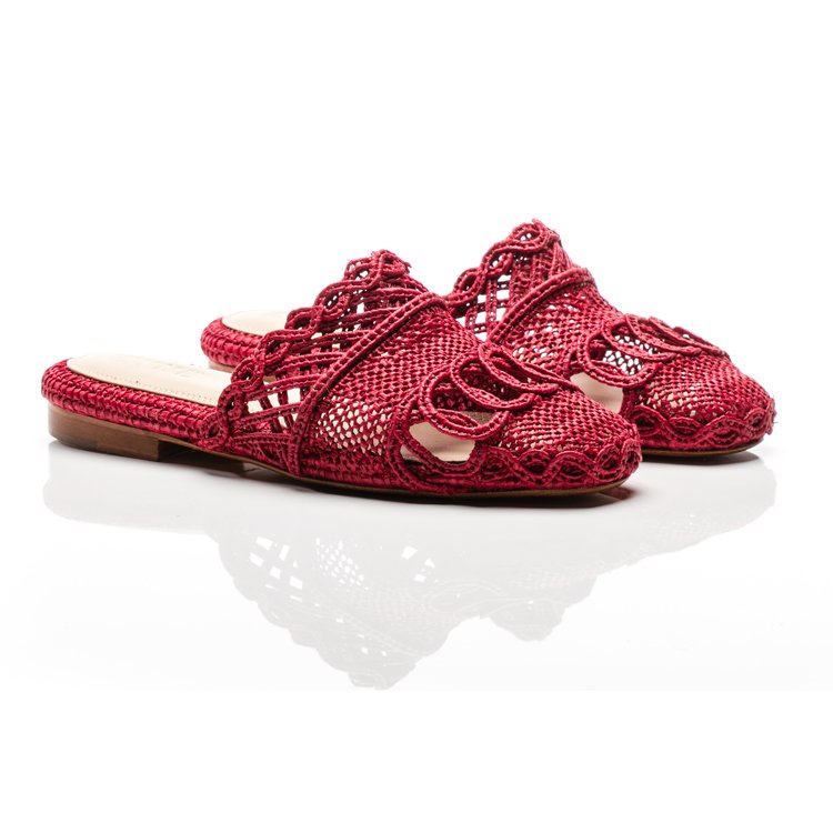 Custom Fresh Designer Summer Day Hollow Knitting Weave Slide Slippers For Women Flat Shoe Ladies Sandal