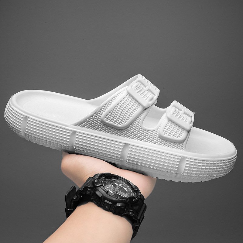 Slides Men Double Buckle Adjustable EVA Pillow Slippers Soft Thick Sole Sandals Comfortable Flat Sandals Custom Slides Slippers