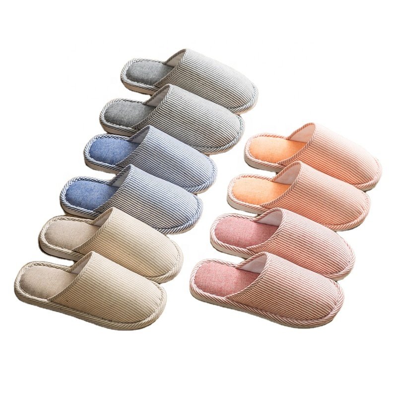 2023 Family slippers indoor comfortable bedroom four seasons women and men's red shoes flat cotton and linen shoes house slipper