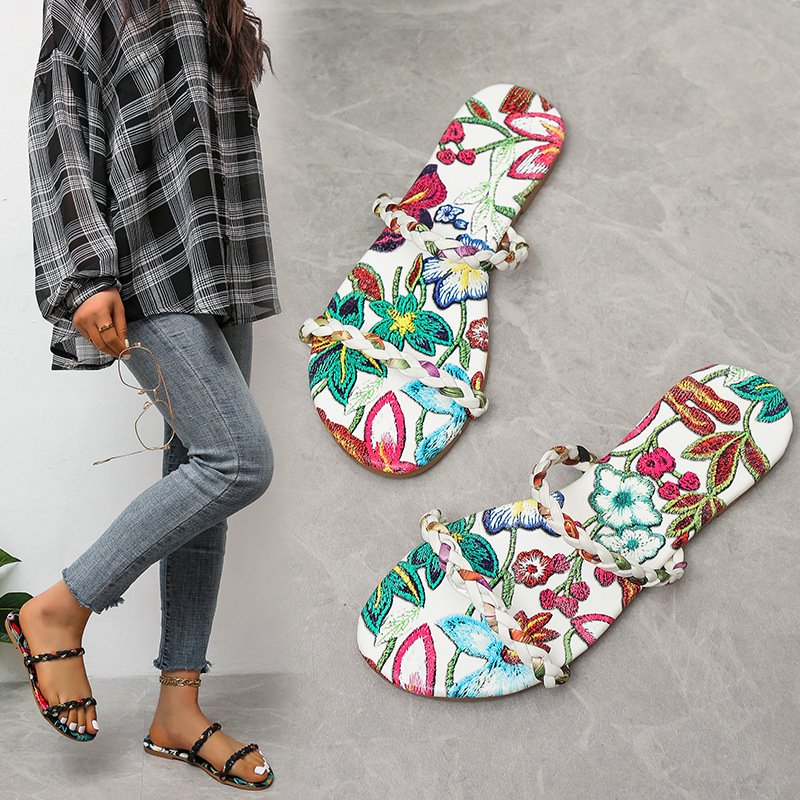 Summer Flat Comfort Square toe ladies slides slippers sandales femmes women designers sandals slipper