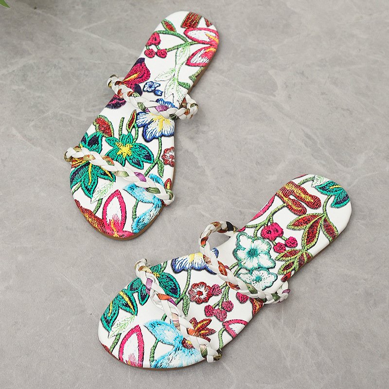 Summer Flat Comfort Square toe ladies slides slippers sandales femmes women designers sandals slipper